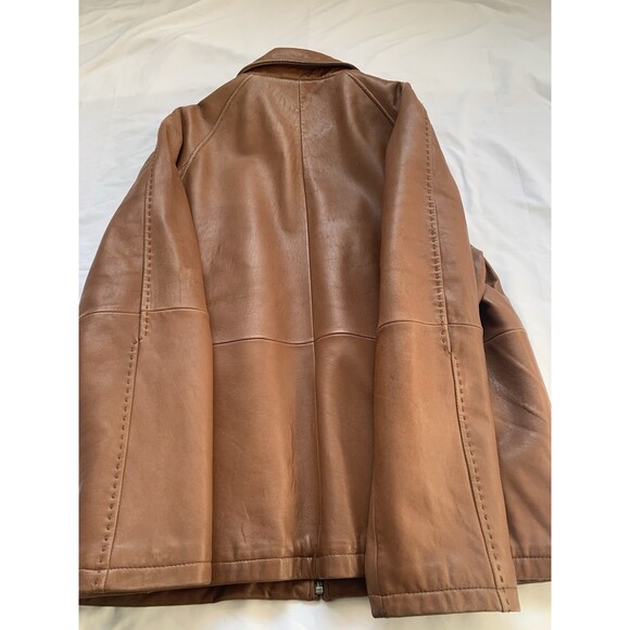 Joseph Abboud Men's Leather Jacket Vintage 1980's Tobacco Brown Size M Preowned - Picture 13 of 14